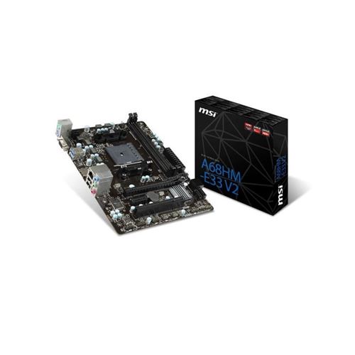 MSI A68HM-E33 V2 - Carte-mère - micro ATX - Socket FM2+ - AMD A68H Chipset - USB 3.0 - Gigabit LAN - carte graphique embarquée (unité centrale requise) - audio HD (8 canaux) État correct MSI reconditionné disponible sur Fnac