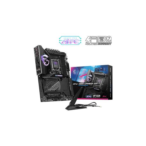 MSI MPG Z890 Carbon WiFi - Carte-mère - ATX - Socket LGA1851 - Z890 Chipset - USB4, USB 3.2 Gen 1, USB 3.2 Gen 2, USB-C 3.2 Gen 2x2, USB-C 3.2 Gen2 - 2.5 Gigabit LAN, 5 Gigabit Ethernet, Wi-Fi 7, Bluetooth - carte graphique embarquée (unité centrale re État correct N/A reconditionné disponible sur Fnac