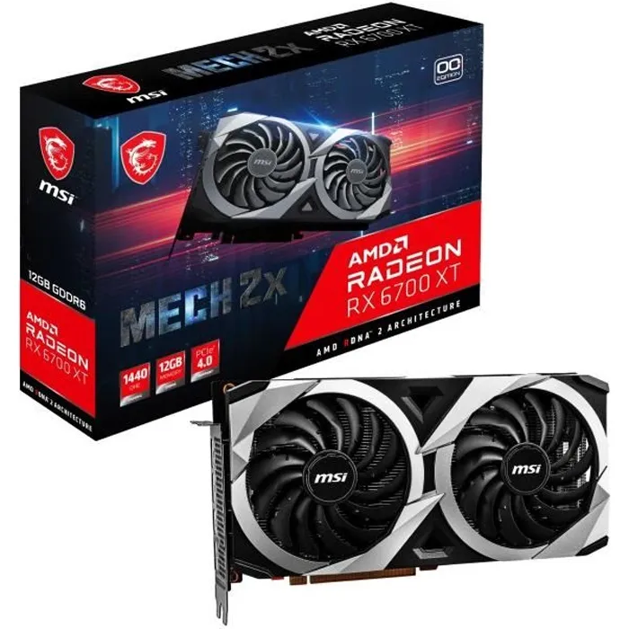MSI Radeon RX 6700 XT MECH 2x 12 Go OC Reconditionné - 359,90 € MSI Radeon RX 6700 XT MECH 2x 12 Go OC Reconditionné MSI reconditionné disponible sur Cdiscount Seconde Vie
