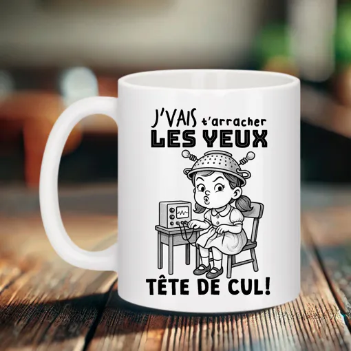 Mug Punchline Virale "J'Vais T'Arracher Les Yeux Tête De Cul" - Tasse Humour Noir Mème Internet - Cadeau Décalé Culte occasion reconditionné disponible sur Rakuten
