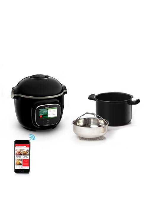 Multicuiseur Moulinex Cookeo Touch Wifi 6L Ecran tactile, Recettes illimitées, 13 modes de cuisson - Noir CE902800 État correct Moulinex reconditionné disponible sur Fnac