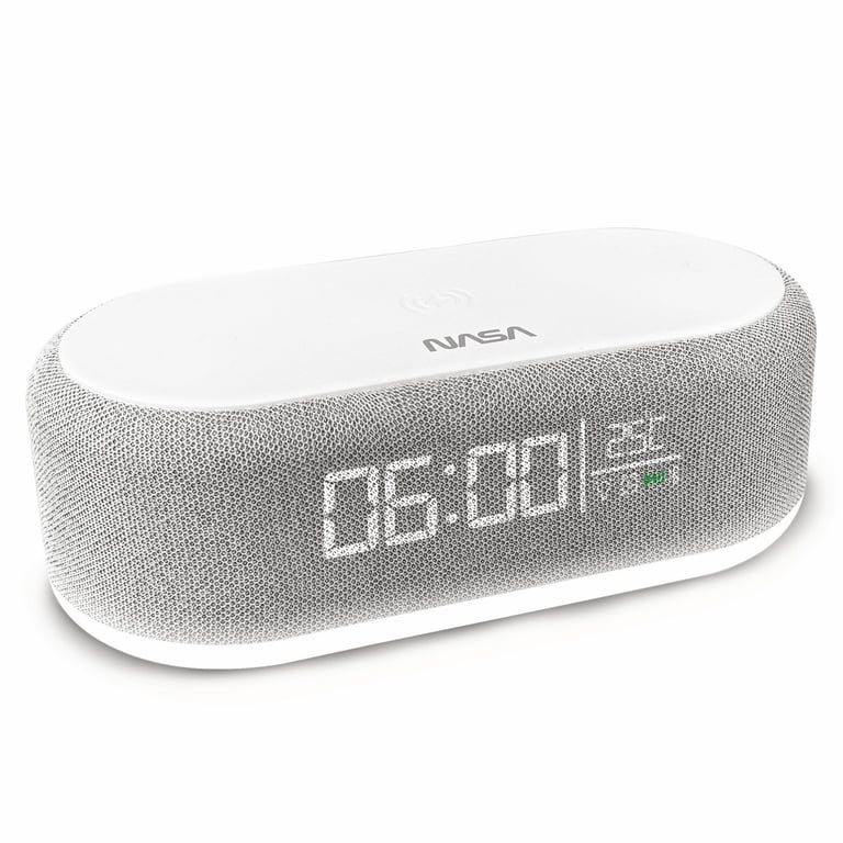 NASA Réveil SPC400 - Radio Réveil, Enceinte Bluetooth, Haut-Parleur 5W x2, Charge Sans Fil 15W, Lumière Nocturne, Batterie Lithium, Câble USB-C Inclus - Gris - Excellent état Parfait état reconditionné disponible sur Pixmania