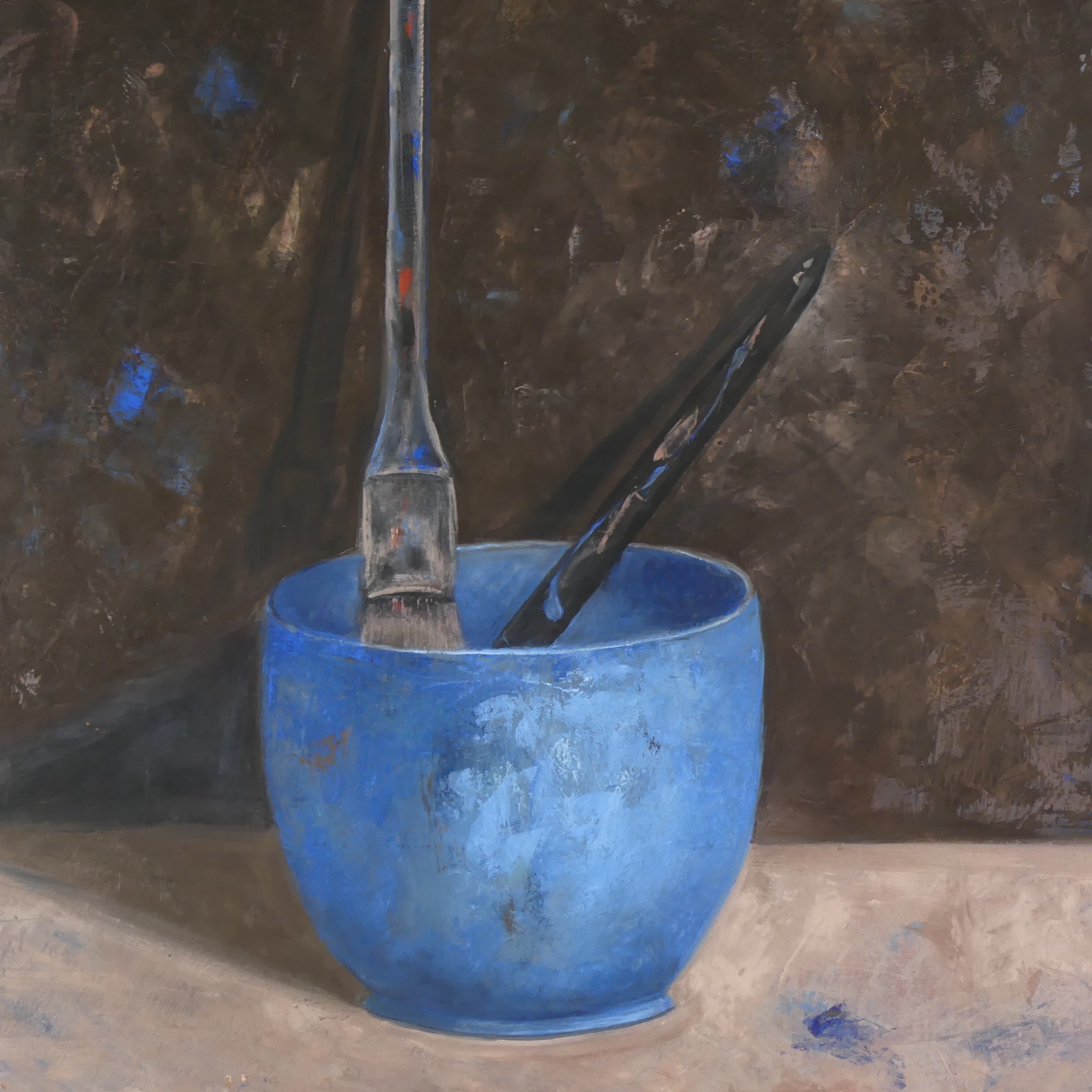 Voir photo 4 de Nature morte signée E.Courrie : les outils du peintre Nature morte signée E.Courrie : les outils du peintre Bon état reconditionné photo 4