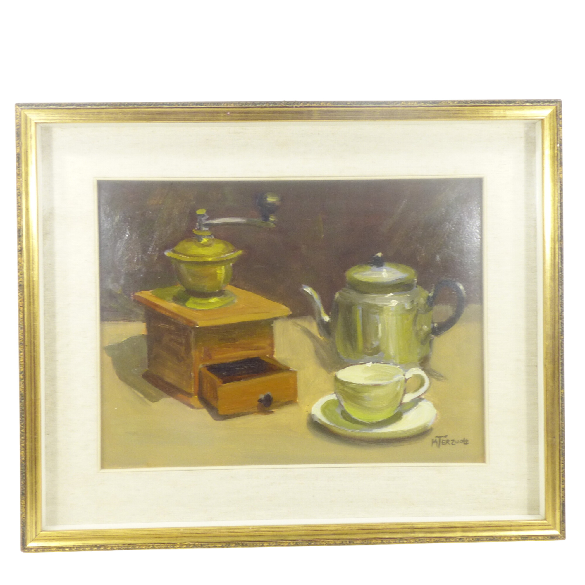 Nature morte sur panneau - Signée Mario Terzuolo Bon état - 60,00 € Nature morte sur panneau - Signée Mario Terzuolo Bon état reconditionné disponible sur Label Emmaüs