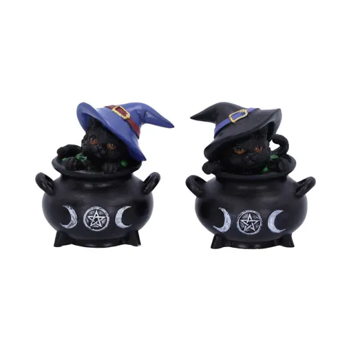 Nemesis Now - Hubble and Bubble - Figurines de chat noir familier de sorcières et chaudron 8cm occasion reconditionné disponible sur Rakuten