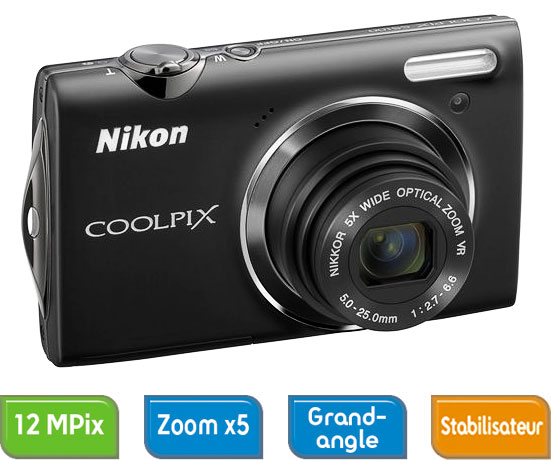 Nikon CoolPix S5100 Noir Brillant État correct Nikon reconditionné disponible sur Fnac