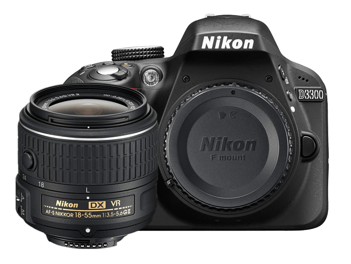 Nikon D3300 + AF-S DX NIKKOR 18-55mm Kit d'appareil-photo SLR 24,2 MP CMOS 6000 x 4000 pixels Noir - Très bon état Très bon état reconditionné disponible sur Pixmania