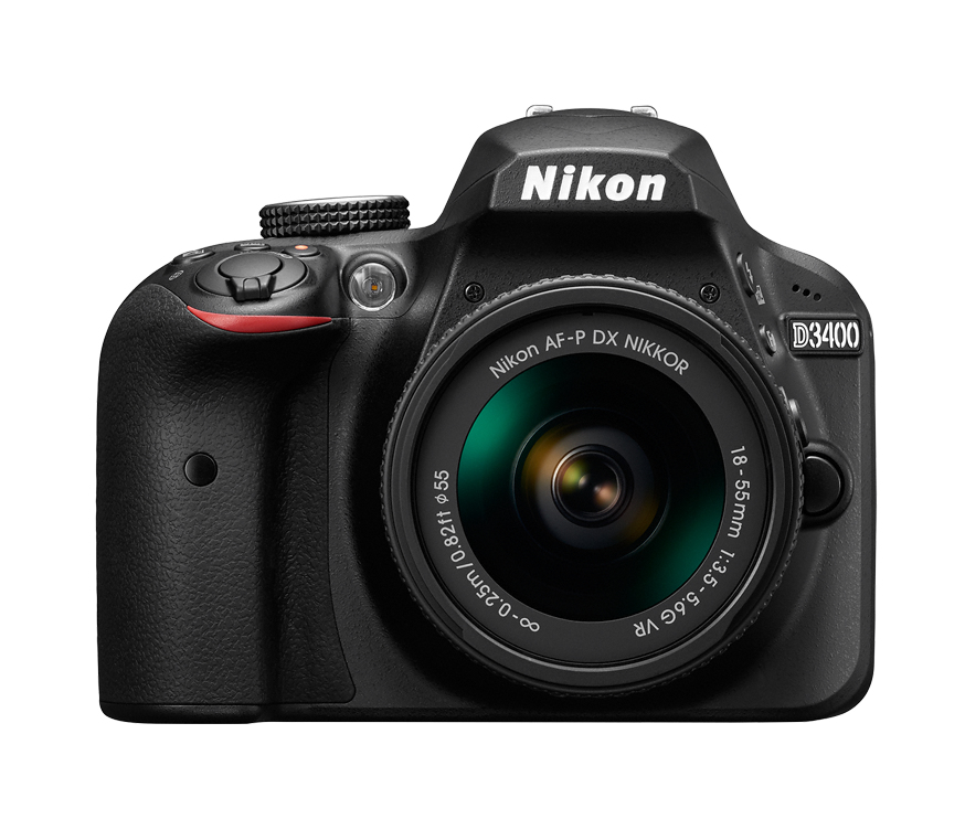 Nikon D3400 + AF-P DX NIKKOR 18-55mm f/3.5-5.6G VR Kit d'appareil-photo SLR 24,2 MP CMOS 6000 x 4000 pixels Noir - Excellent état Parfait état Nikon reconditionné disponible sur Pixmania