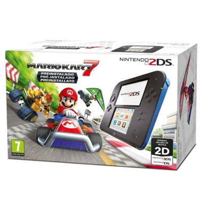 Nintendo 2DS + Mario Kart 7 console de jeux portables 8,97 cm (3.53 ) 1 Go Écran tactile Wifi Noir, Bleu - Excellent état Parfait état Nintendo reconditionné photo 2 | Dero