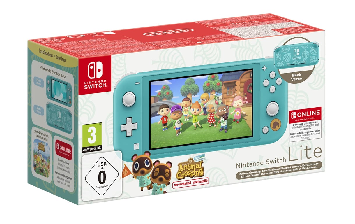 Nintendo Switch Lite Animal Crossing: New Horizons Timmy & Tommy Aloha Edition console de jeux portables 14 cm (5.5 ) 32 Go Écran tactile Wifi Turquoise - Excellent état Parfait état reconditionné disponible sur Pixmania
