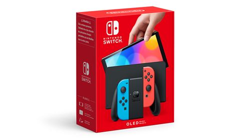 Nintendo Switch (modèle OLED) avec manettes Joy-Con bleu néon / rouge néon État correct Nintendo reconditionné disponible sur Fnac