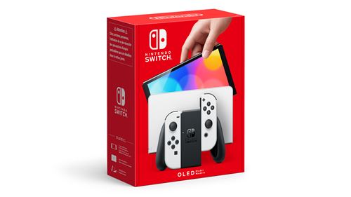 Nintendo Switch (modèle OLED) avec station d’accueil et manettes Joy-Con blanches État correct Nintendo reconditionné disponible sur Fnac