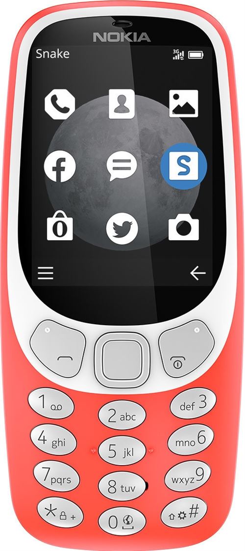 Nokia 3310 3G - 3G téléphone de service / Mémoire interne 64 Mo - microSD slot - 320 x 240 pixels - rear camera 2 MP - rouge chaud État correct - 59,90 € Nokia 3310 3G - 3G téléphone de service / Mémoire interne 64 Mo - microSD slot - 320 x 240 pixels - rear camera 2 MP - rouge chaud État correct Nokia reconditionné disponible sur Fnac