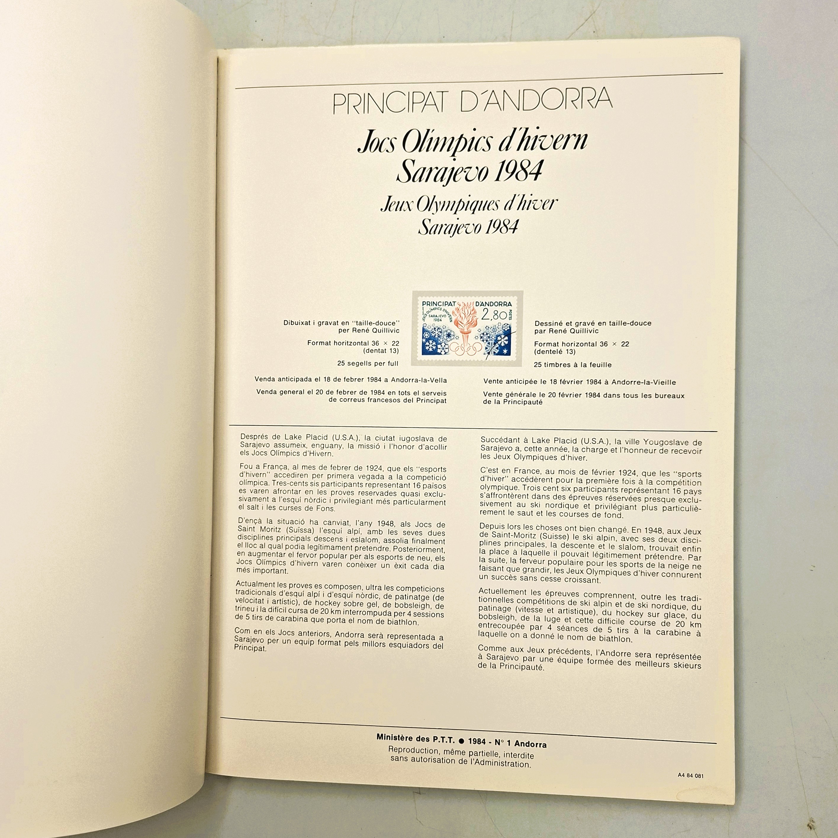 Voir photo 5 de Notices philatéliques. Lot de 2 : France et Principat d'Andorra, 1984. Editions Ministère des PTT Notices philatéliques. Lot de 2 : France et Principat d'Andorra, 1984. Editions Ministère des PTT Très bon état reconditionné photo 5