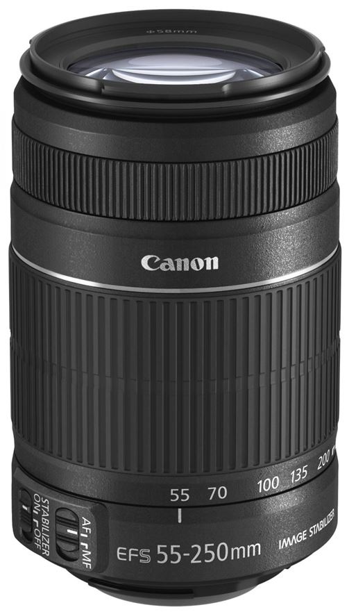 Objectif Canon EF-S 55-250 mm f/4-5.6 IS STM Noir État correct Canon reconditionné disponible sur Fnac
