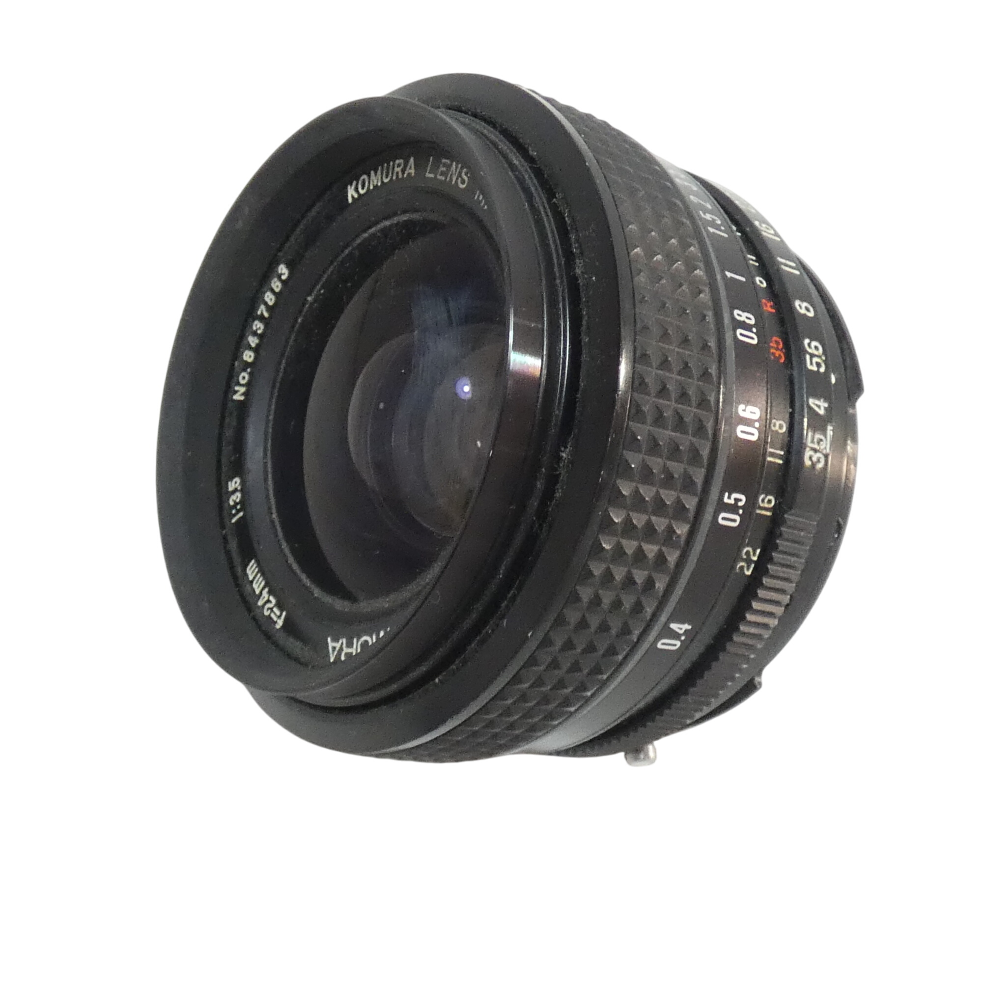 Objectif KOMURA grand angle 24 mm Bon état - 32,00 € Objectif KOMURA grand angle 24 mm Bon état reconditionné disponible sur Label Emmaüs