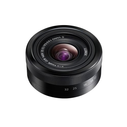 Objectif Lumix G Vario 12-32mm f/3,5-5,6 MEGA OIS Noir État correct Panasonic reconditionné disponible sur Fnac