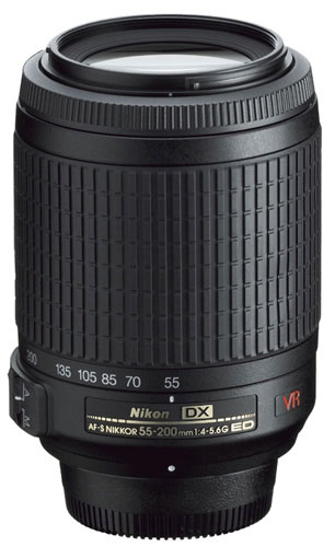 Objectif reflex Nikon AF-S DX VR ED IF 55 - 200 mm f/4.0 - 5.6 série G État correct Nikon reconditionné disponible sur Fnac