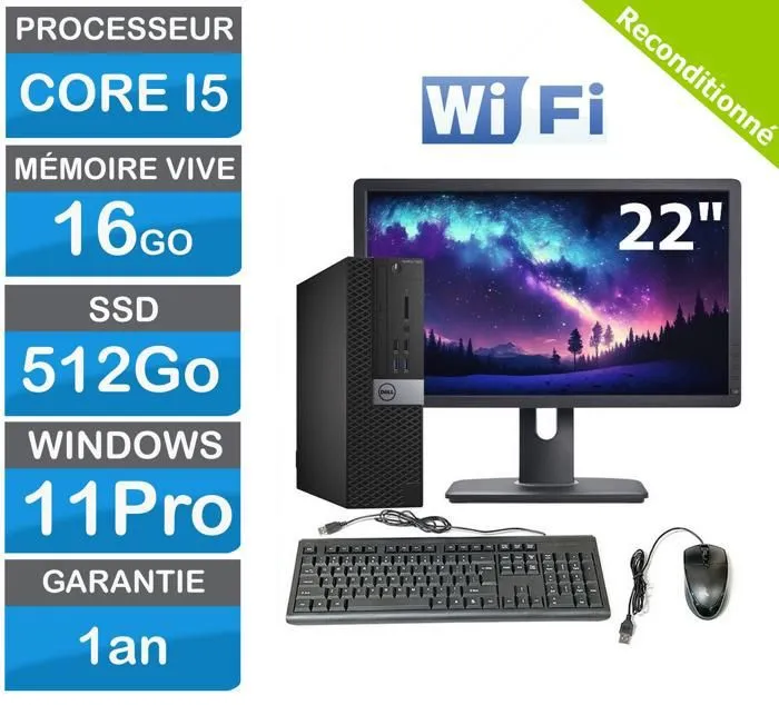 Offre spéciale: PC tout-en-un avec écran 22 pouces i5 6th gen 16 Go RAM Reconditionné Dell reconditionné disponible sur Cdiscount Seconde Vie