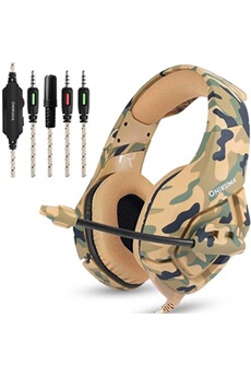 ONIKUMA K1-B - Casque Gaming Stéréo pour PS4 Xbox One, Casque Gamer Anti Bruit Audio Basse de 3,5 mm Filaire Marron et Camouflage Très bon état reconditionné disponible sur Darty