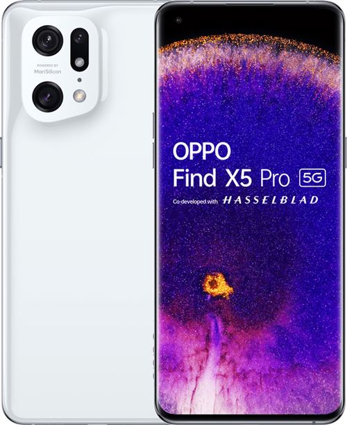 OPPO Find X5 Pro - 5G smartphone - double SIM - RAM 12 Go / 256 Go - écran OLED - 6.7" - 3216 x 1440 pixels (120 Hz) - 3 x caméras arrière 50 MP, 50 MP, 13 MP - front camera 32 MP - blanc céramique État correct Oppo reconditionné disponible sur Fnac