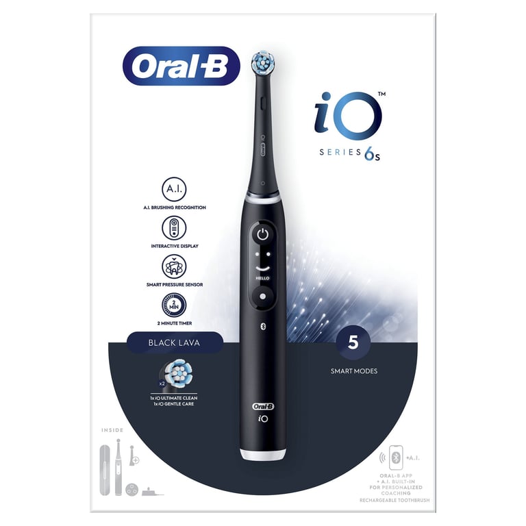 Oral-B iO 6 Adulte Brosse à dents vibrante Noir - Excellent état Parfait état Oral-B reconditionné disponible sur Pixmania