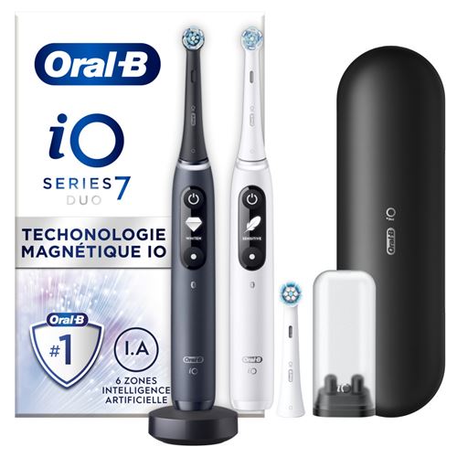 Oral-b io 7 - duo avec etui de voyage premium - noire et blanche - brosses à dents électriques État correct N/A reconditionné disponible sur Fnac