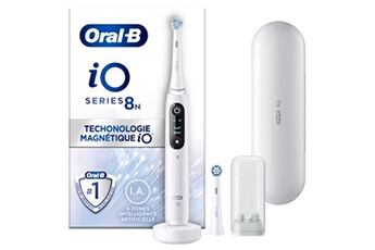 Oral-b io 8n - avec etui de voyage et porte brossette - blanche - brosse à dents électrique Très bon état Oral-B reconditionné disponible sur Darty