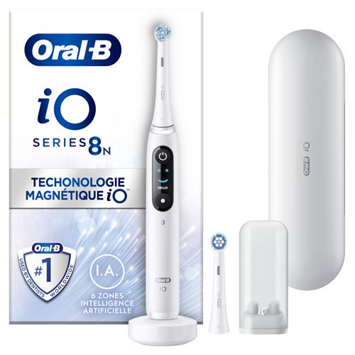 Oral-b io 8n - avec etui de voyage et porte brossette - blanche - brosse à dents électrique État correct N/A reconditionné disponible sur Fnac