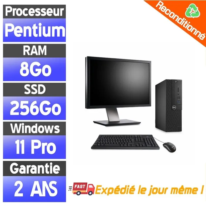 Ordinateur Bureau Lenovo ThinkCentre Tiny Pentium G4400 8Go RAM SSD 256Go Écran 22 pouces Reconditionné Dell reconditionné disponible sur Cdiscount Seconde Vie