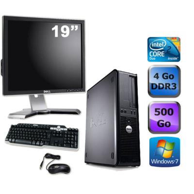 Ordinateur Dell Optiplex 380 Desktop + Ecran 19'' - Gris - Intel Core 2 Duo E7500 / 2.93 GHz - RAM 4 Go - HDD 500 Go - DVD - Gigabit Ethernet - Windows 7 Professionnel État correct Dell reconditionné disponible sur Fnac