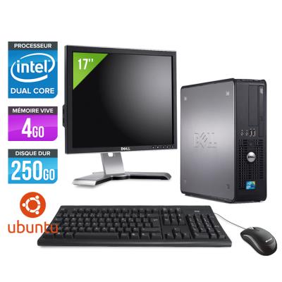 Ordinateur Dell Optiplex 380 SFF + Ecran 17'' - Gris - Intel Celeron E3300 / 2.50 GHz - RAM 4 Go - HDD 250 Go - DVD - Gigabit Ethernet - Linux - Ubuntu État correct Dell reconditionné disponible sur Fnac