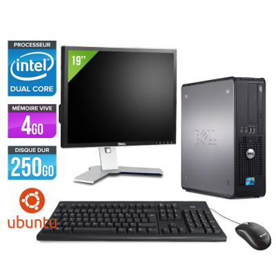 Ordinateur Dell Optiplex 380 SFF + Ecran 19'' - Gris - Intel Celeron E3300 / 2.50 GHz - RAM 4 Go - HDD 250 Go - DVD - Gigabit Ethernet - Linux - Ubuntu État correct Dell reconditionné disponible sur Fnac