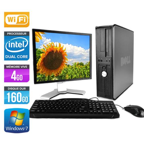 Ordinateur Dell Optiplex 780 Desktop + Ecran 17'' - Gris - Intel Core Duo E5300 / 2.60 GHz - RAM 4 Go - HDD 160 Go - DVD - Gigabit Ethernet - Wifi - Windows 7 Professionnel État correct Dell reconditionné disponible sur Fnac