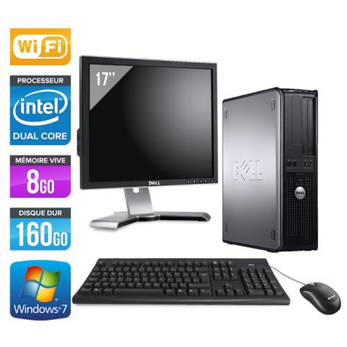 Ordinateur Dell Optiplex 780 Desktop + Ecran 17'' - Gris - Intel Core Duo E5300 / 2.60 GHz - RAM 8 Go - HDD 160 Go - DVD - Gigabit Ethernet - Wifi - Windows 7 Professionnel État correct Dell reconditionné disponible sur Fnac