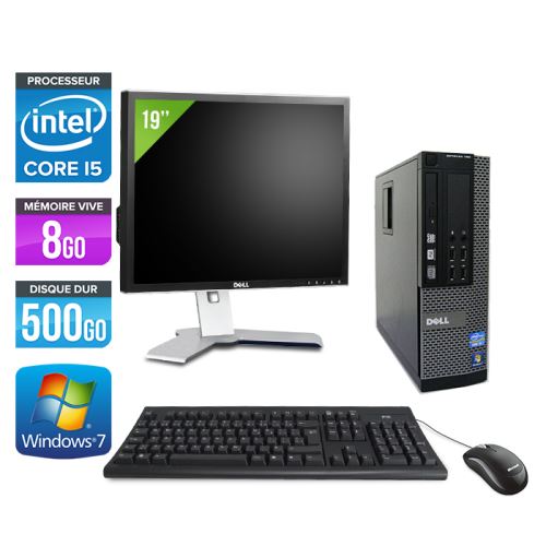 Ordinateur Dell Optiplex 790 SFF + Ecran 19'' - Noir - Intel Core i5-2400 / 3.10 GHz - RAM 8 Go - HDD 500 Go - DVD - Gigabit Ethernet - Windows 7 Professionnel État correct Dell reconditionné disponible sur Fnac