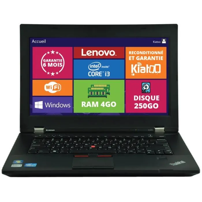 ordinateur portable Lenovo Thinkpad L430 intel core i3 4go ram 250 go disque dur windows7 Reconditionné - 169,00 € ordinateur portable Lenovo Thinkpad L430 intel core i3 4go ram 250 go disque dur windows7 Reconditionné Lenovo reconditionné disponible sur Cdiscount Seconde Vie
