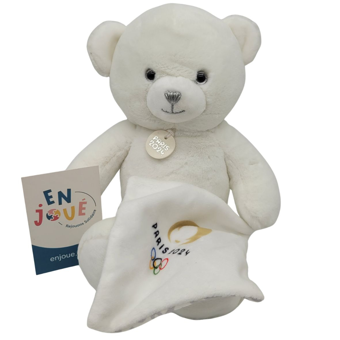 Voir photo 2 de Ours en peluche blanc avec doudou paris 2024 - 25 cm - Doudou et Compagnie - De la naissance. Ours en peluche blanc avec doudou paris 2024 - 25 cm - Doudou et Compagnie - De la naissance. Très bon état reconditionné photo 2