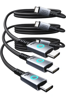 Pack 3 Léopard USB Type C 2 m Noir et Gris Bon état N/A (je n'ai pas trouvé de marque connue reconditionné disponible sur Darty | Dero