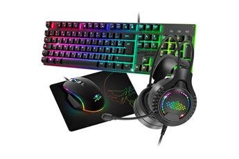 Pack 4-en-1 Ultimate 100 Ensemble Clavier gaming filaire Azerty Noir + Souris gaming filaire + Tapis de souris gaming + Casque arceau gaming filaire Bon état reconditionné disponible sur Darty
