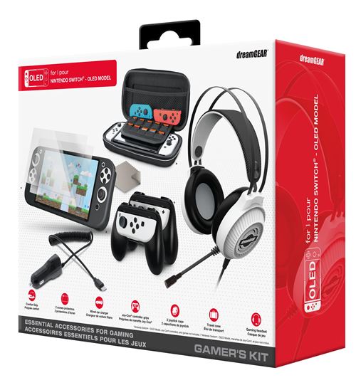 Pack accessoires gaming Just For Games dreamGEAR pour Nintendo Switch Modèle OLED Noir et blanc État correct reconditionné disponible sur Fnac
