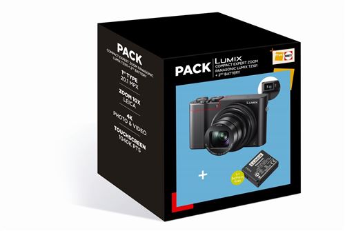 Pack Appareil photo Compact Panasonic Lumix DMC-TZ101 Noir + 2eme batterie État correct Panasonic reconditionné disponible sur Fnac