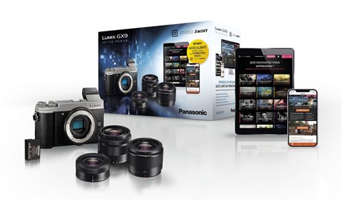 Pack Appareil photo hybride Panasonic Lumix Gx9 silver + G Vario 12-32mm f/3,5-5,6 + G Vario 35-100mm f/4-5,6 + G 25mm f/1.7 + Abonnement aux formations Photo Jiminy + 2ème Batterie État correct Panasonic reconditionné disponible sur Fnac | Dero