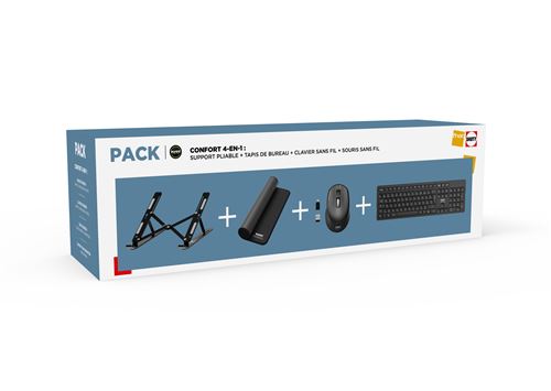 Pack Confort Clavier sans fil Azerty Port Designs Noir + Souris sans fil + tapis XL + support pliable État correct Port Designs reconditionné disponible sur Fnac