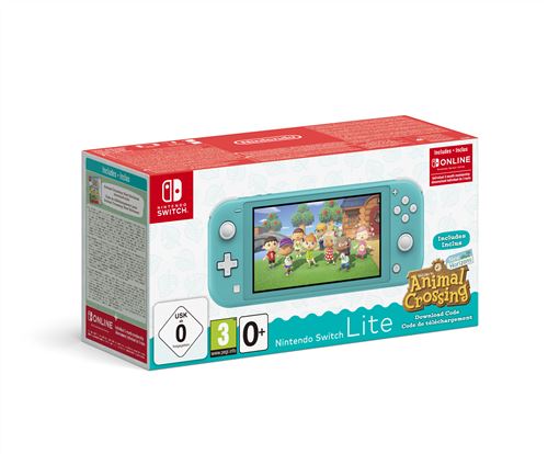 Pack Console Nintendo Switch Lite Turquoise + Animal Crossing : New Horizon + 3 mois d’abonnement Nintendo Switch Online État correct reconditionné disponible sur Fnac
