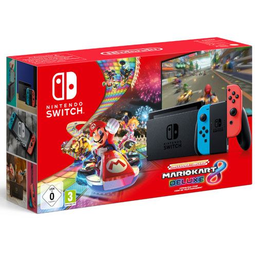 Pack Console Nintendo Switch Néon Rouge et Bleu + Code de téléchargement Jeu Mario Kart 8 Deluxe État correct reconditionné disponible sur Fnac