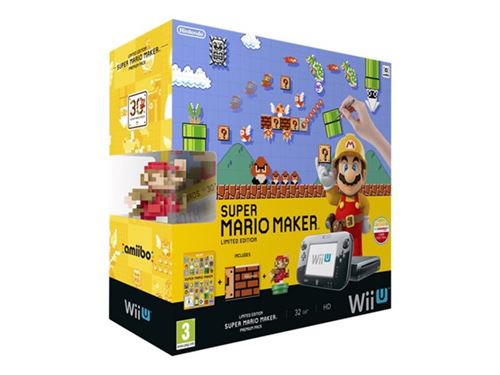 Pack Console Nintendo Wii U Noir + Super Mario Maker + Figurine Amiibo Mario Anniversaire État correct N/A reconditionné disponible sur Fnac