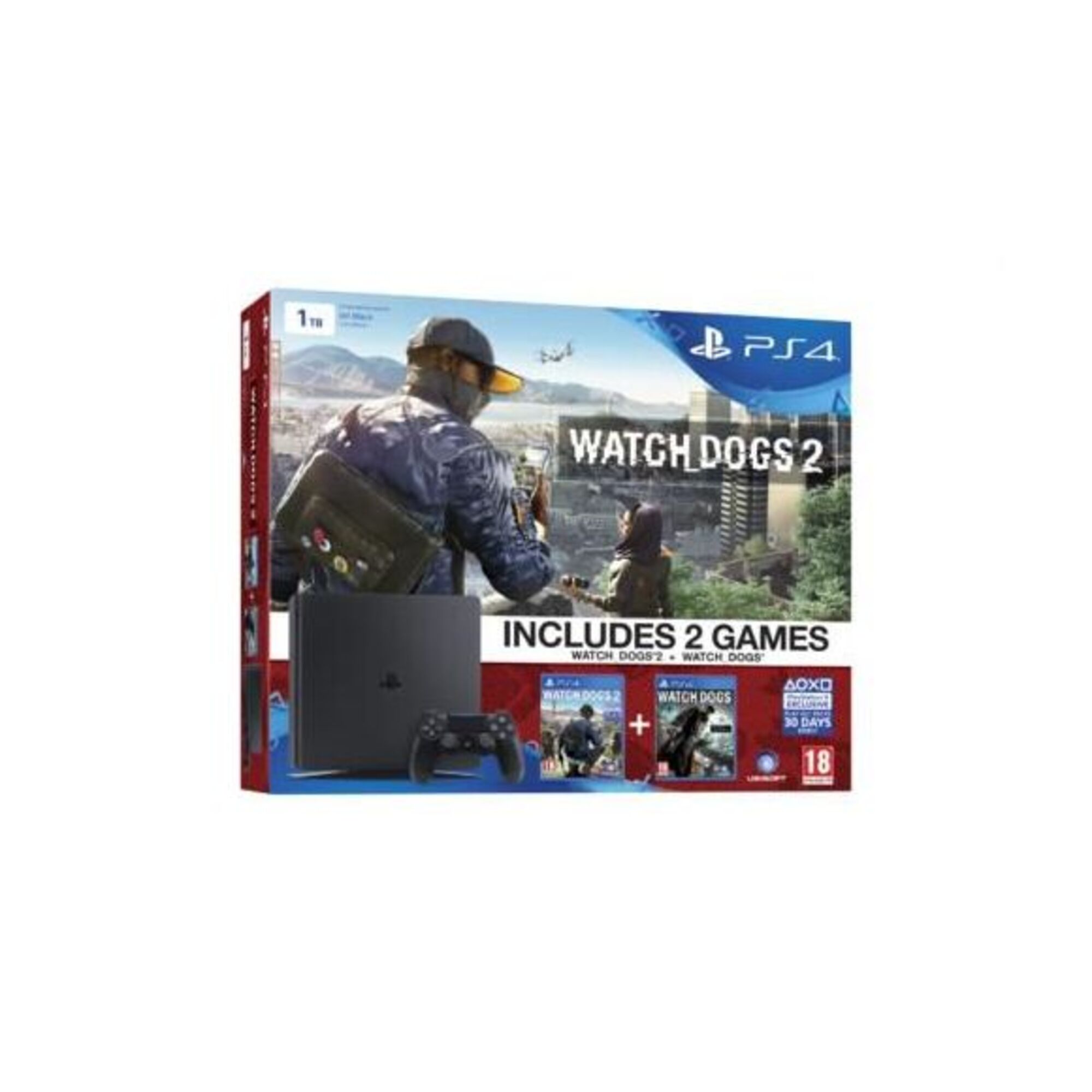 Pack Console PS4 1 To Slim + Watch Dogs 2 + Watch Dog - Très bon état Très bon état Sony reconditionné disponible sur Pixmania
