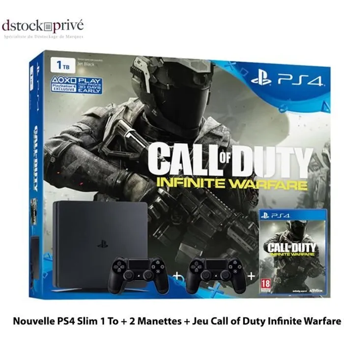 Acheter Pack Console Sony Playstation 4 PS4 Slim 1 To - 2 Manettes - Cd Infinity Warfare - Noir Reconditionné - 232,15 € Pack Console Sony Playstation 4 PS4 Slim 1 To - 2 Manettes - Cd Infinity Warfare - Noir Reconditionné Sony reconditionné disponible sur Cdiscount Seconde Vie