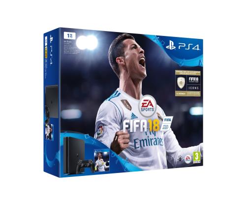 Pack Console Sony Playstation 4 Slim 1 To Noire + FIFA 18 État correct Sony reconditionné disponible sur Fnac